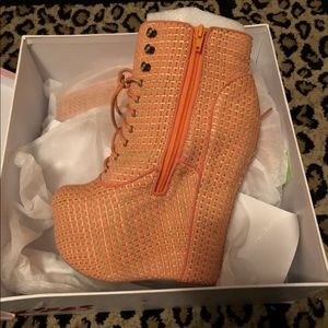 Jeffrey Campbell. Damsel Shoe in Orange Weave.